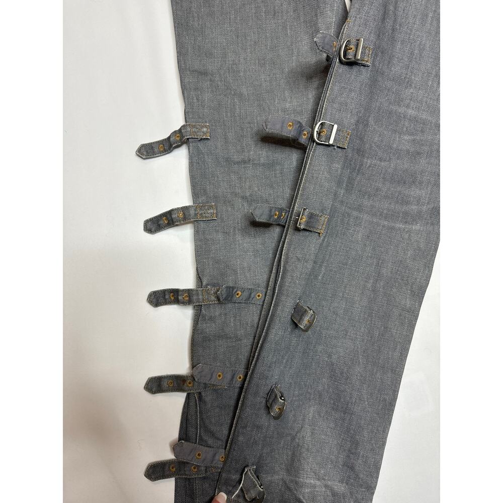 Morgan de Toi Homme Y2K Buckle Strap Jeans Gray Denim Pants small - Picture 8 of 14